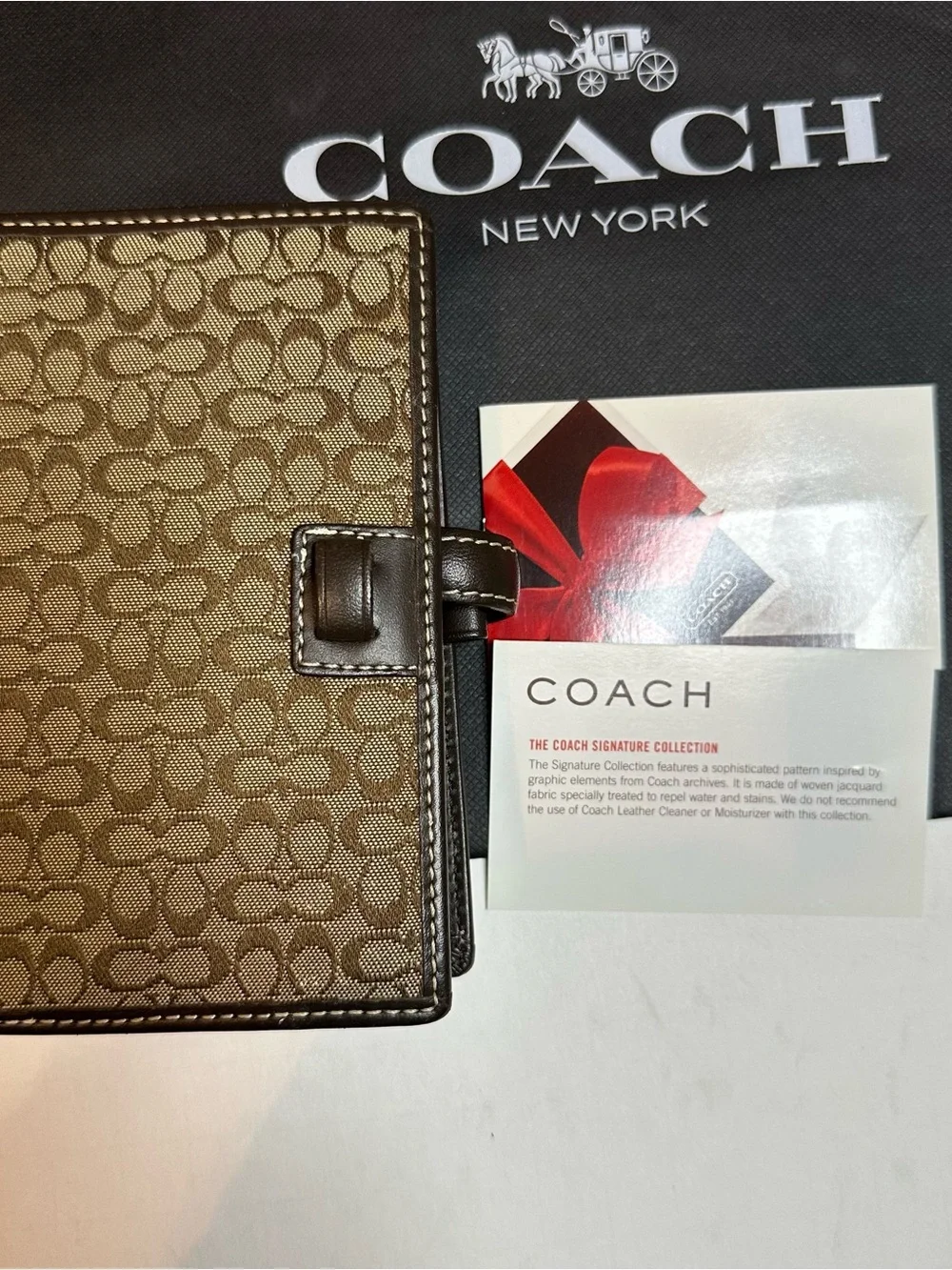Coach Monogram Canvas Tab address book- Khaki/Brown